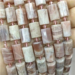 Natural Peach Sunstone Tube Beads, approx 10-14mm