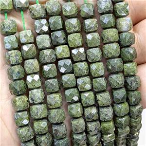 Green Iron Hematite Beads Faceted Cube, approx 6-8mm