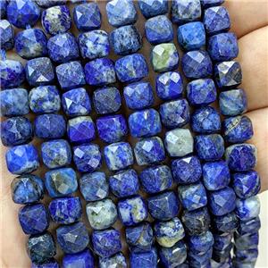 Natural Blue Lapis Lazuli Beads Faceted Cube, approx 6-8mm