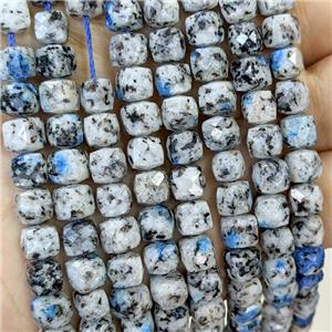 Natural Marble Beads Dye Faceted Cube, approx 6-8mm