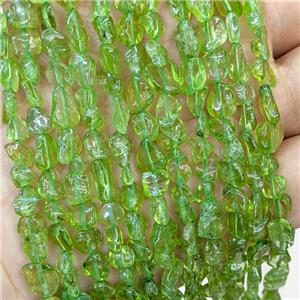 Natural Green Peridot Chip Beads Freeform, approx 4-7mm