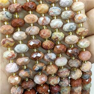 Natural Red Crazy Lace Agate Beads Faceted Rondelle, approx 6-10mm