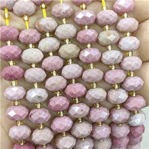 Natural Pink Wood Lace Jasper Beads Faceted Rondelle, approx 6-10mm