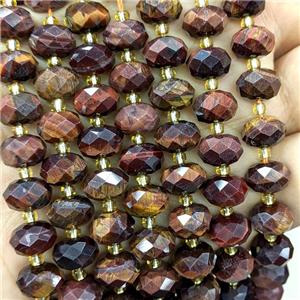 Red Tiger Eye Stone Beads Faceted Rondelle, approx 6-10mm