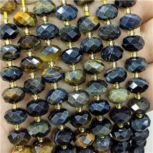Yellowblue Tiger Eye Stone Beads Faceted Rondelle, approx 6-10mm