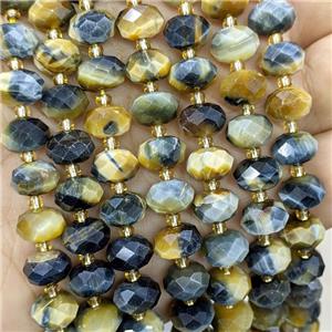 Fancy Tiger Eye Stone Beads Faceted Rondelle, approx 6-10mm