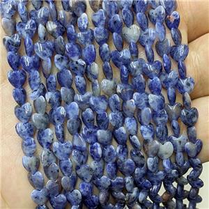 Natural Blue Sodalite Heart Beads, approx 6mm