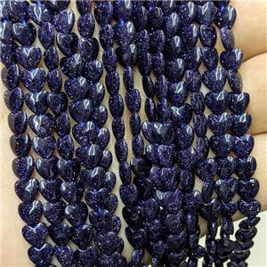 Blue Sandstone Heart Beads, approx 6mm