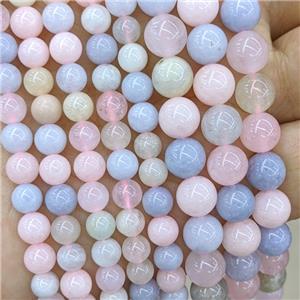 Round Morganite Beads Multicolor Smooth, approx 8mm dia