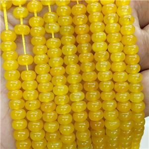 Yellow Jade Beads Smooth Rondelle Dye, approx 6mm