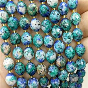 Green Dye Jade Beads Faceted Rice, approx 8-10mm
