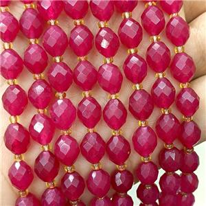 Red Dye Jade Beads Faceted Rice, approx 8-10mm