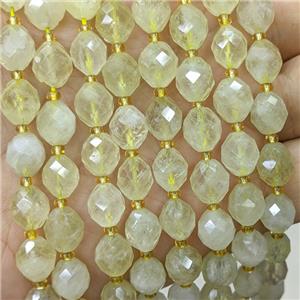 Natural Lemon Quartz Rice Beads Faceted Olive, approx 8-10mm