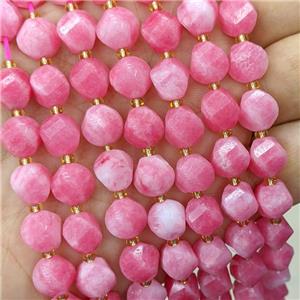 Pink Jade Twist Beads Dye, approx 9-10mm