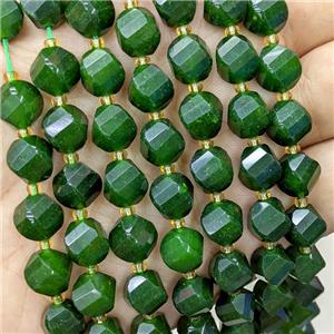 Green Jade Twist Beads Dye, approx 9-10mm