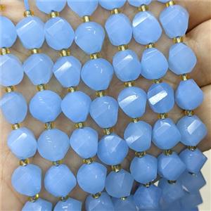 Blue Jade Twist Beads Dye, approx 9-10mm