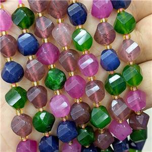 Jade Twist Beads Dye Mixed Color, approx 9-10mm