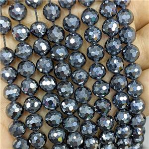 Natural Terahertz Stone Beads Faceted Round, approx 12mm