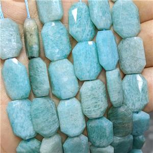 Natural Green Amazonite Beads Faceted Rectangle, approx 12-16mm