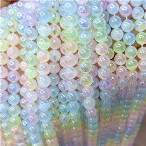 Natural Selenite Beads Multicolor Dye Smooth Round Electroplated, approx 8mm