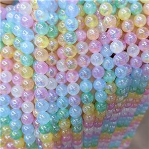 Natural Selenite Beads Multicolor Dye Smooth Round Electroplated, approx 8mm