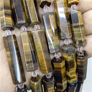 Natural Tiger Eye Stone Tube Beads Faceted, approx 10-35mm