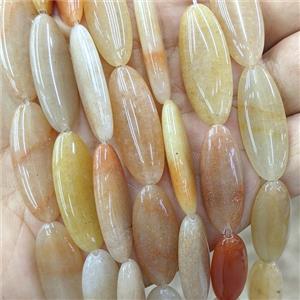 Natural Peach Aventurine Oval Beads, approx 12-30mm, 13pcs per st