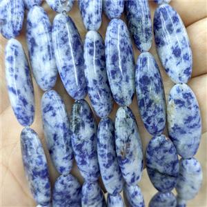 Natural Blue Dalmatian Jasper Oval Beads, approx 12-30mm, 13pcs per st