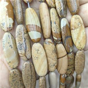 Natural Picture Jasper Oval Beads, approx 12-30mm, 13pcs per st