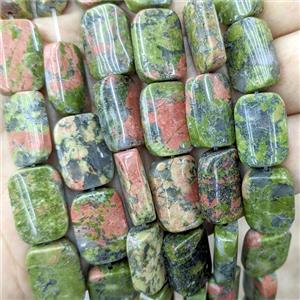 Natural Unakite Rectangle Beads Green, approx 13-18mm