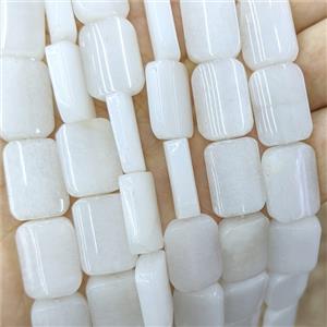 Natural White Jade Rectangle Beads Dye, approx 13-18mm