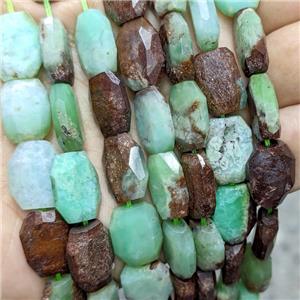 Natural Green Australian Chrysoprase Beads Faceted Rectangle, approx 12-16mm