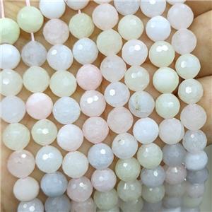 Jade Beads Dye faceted Round Multicolor, approx 8mm