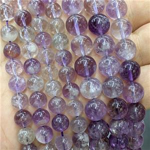 Natural Purple Super7 Crystal Quartz Beads Smooth Round, approx 6mm