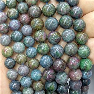 Natural Brazilian Ruby Beads C-Grade Multicolor Smooth Round, approx 10mm