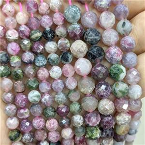Natural Tourmaline Beads Multicolor Faceted Round, approx 6mm