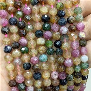 Natural Tourmaline Beads Multicolor Faceted Round, approx 6mm