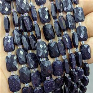 Blue Sandstone Beads Faceted Rectangle, approx 8-12mm
