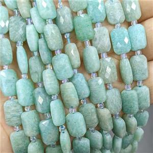 Natural Green Amazonite Beads Faceted Rectangle, approx 8-12mm