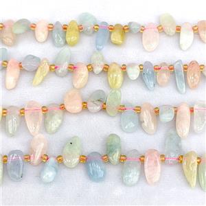 Natural Morganite Chips Beads Multicolor Freeform Topdrilled, approx 7-15mm