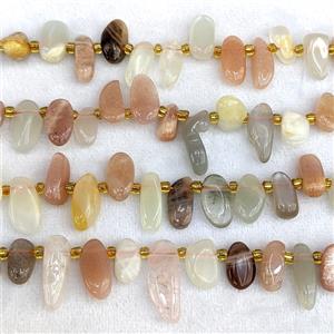 Natural Moonstone Chips Beads Multicolor Freeform Topdrilled, approx 7-15mm