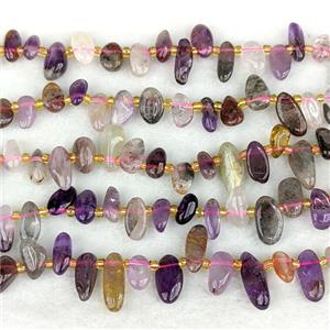 Natural Super7 Quartz Chips Beads Multicolor Freeform Topdrilled, approx 7-15mm