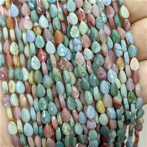 Natural Alashan Agate Beads Alxa Faceted Teardrop Multicolor, approx 4x6mm