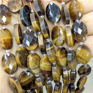 Natural Tiger Eye Stone Beads Faceted Oval, approx 13-18mm