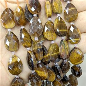 Natural Tiger Eye Stone Beads Faceted Teardrop, approx 13-18mm