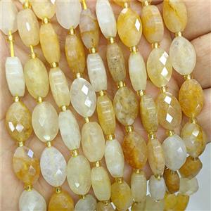 Natural Yellow Honey Jade Beads Faceted Horse-Eye, approx 9-14mm