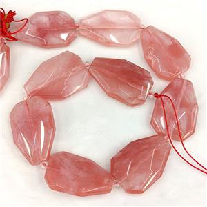Synthetic Quartz Slice Beads Pink, approx 20-38mm