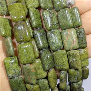Natural Green Epidote Rectangle Beads, approx 13-18mm