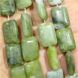 Green Chinese Nephrite Jade Rectangle Beads, approx 13-18mm