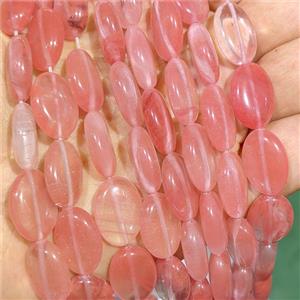 Synthetic Quartz Oval Beads Pink, approx 13-18mm